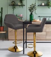 2er Set Barhocker Braga Gold Stoff dunkelgrau 2er Set Barhocker Braga Gold Stoff dunkelgrau