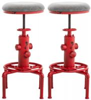 2er Set Barhocker Lumos Vintage Kunstleder rot dunkelgrau 2er Set Barhocker Lumos Vintage Kunstleder rot dunkelgrau