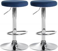 2er Set Barhocker Ponte Samt chrom blau 2er Set Barhocker Ponte Samt chrom blau