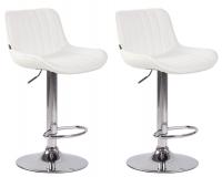 2er Set Barhocker Lentini Kunstleder chrom weiß 2er Set Barhocker Lentini Kunstleder chrom weiß
