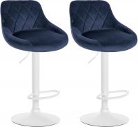 2er Set Barhocker Lazio Samt weiß blau 2er Set Barhocker Lazio Samt weiß blau