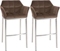 2er Set Barhocker Damaso E Samt mit 4-Fuß Gestell braun 2er Set Barhocker Damaso E Samt mit 4-Fuß Gestell braun