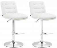2er Set Barhocker Damar Kunstleder chrom weiß 2er Set Barhocker Damar Kunstleder chrom weiß