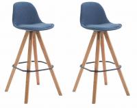 2er Set Barhocker Franklin Stoff Square natura (eiche) blau 2er Set Barhocker Franklin Stoff Square natura (eiche) blau