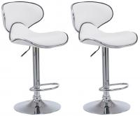 2er Set Barhocker Las Vegas V2 Kunstleder chrom weiß