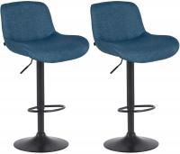 2er Set Barhocker Solon Schwarz Stoff  blau 