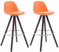 2er Set Barhocker Franklin vollgepolstert Kunstleder rund cappuccino (eiche) orange 2er Set Barhocker Franklin vollgepolstert Kunstleder rund cappuccino (eiche) orange