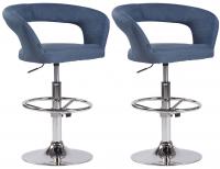 2er Set Barhocker Jaen Stoff blau 