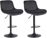 2er Set Barhocker Solon Schwarz Samt schwarz 2er Set Barhocker Solon Schwarz Samt schwarz