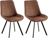 2er Set Esszimmerstuhl Lewes Samt braun