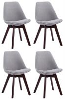 4er Set Besucherstühle Borneo V2 Walnuss Stoff  grau