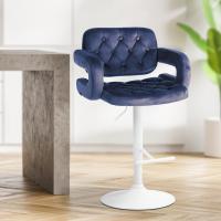 Barhocker Dublin Samt weiß blau Barhocker Dublin Samt weiß blau
