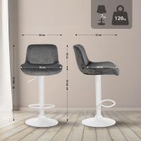 2er Set Barhocker Solon Weiß Samt dunkelgrau 2er Set Barhocker Solon Weiß Samt dunkelgrau