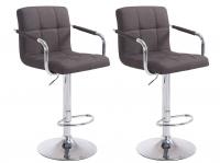 2er Set Barhocker Lucy V2 Stoff chrom dunkelgrau 