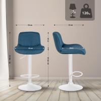 2er Set Barhocker Solon Weiß Stoff blau 2er Set Barhocker Solon Weiß Stoff blau