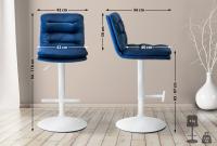 2er Set Barhocker Damar Samt weiß blau 2er Set Barhocker Damar Samt weiß blau