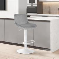 Barhocker Solon Weiß Samt grau Barhocker Solon Weiß Samt grau