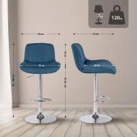2er Set Barhocker Solon Chrom Stoff blau 2er Set Barhocker Solon Chrom Stoff blau