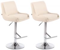 2er Set Barhocker Club Kunstleder chrom creme 2er Set Barhocker Club Kunstleder chrom creme