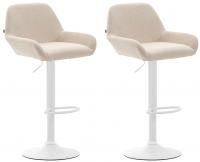 2er Set Barhocker Braga Stoff weiß creme 2er Set Barhocker Braga Stoff weiß creme