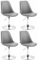4er Set Esszimmerstühle Maverick C Kunstleder grau