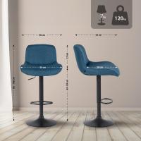 2er Set Barhocker Solon Schwarz Stoff  blau 