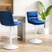 2er Set Barhocker Damar Samt weiß blau 2er Set Barhocker Damar Samt weiß blau