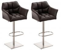 2er Set Barhocker Damaso Kunstleder edelstahl braun