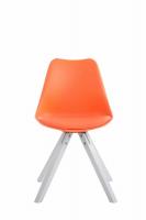 4er Set Stühle Toulouse Kunstleder weiß (eiche) Square orange 