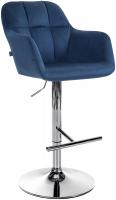 Barhocker Natoma Samt chrom blau Barhocker Natoma Samt chrom blau