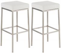 2er Set Barhocker Montreal 80 Kunstleder edelstahl weiß 2er Set Barhocker Montreal 80 Kunstleder edelstahl weiß