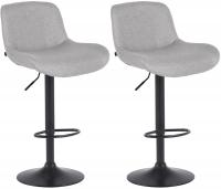 2er Set Barhocker Solon Schwarz Stoff  hellgrau 