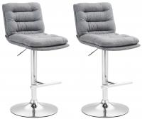 2er Set Barhocker Damar Stoff chrom grau 2er Set Barhocker Damar Stoff chrom grau