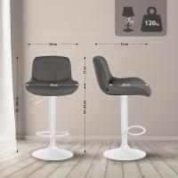2er Set Barhocker Solon Weiß Stoff dunkelgrau 2er Set Barhocker Solon Weiß Stoff dunkelgrau