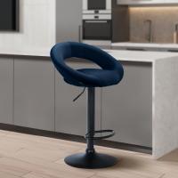 Barhocker Olinda Samt schwarz blau Barhocker Olinda Samt schwarz blau