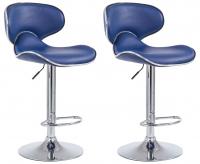 2er Set Barhocker Las Vegas V2 Kunstleder chrom blau