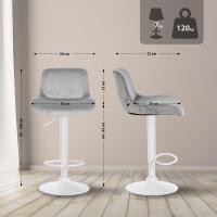 2er Set Barhocker Solon Weiß Samt grau 2er Set Barhocker Solon Weiß Samt grau