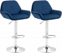 2er Set Barhocker Braga Samt chrom blau 2er Set Barhocker Braga Samt chrom blau