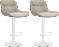 2er Set Barhocker Vonore Stoff weiß taupe 2er Set Barhocker Vonore Stoff weiß taupe