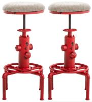 2er Set Barhocker Lumos Vintage Kunstleder rot grau 2er Set Barhocker Lumos Vintage Kunstleder rot grau