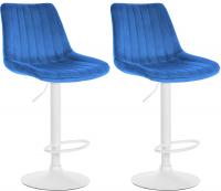 2er Set Barhocker Toni Samt weiß blau 2er Set Barhocker Toni Samt weiß blau
