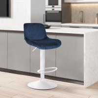 Barhocker Solon Weiß Samt blau Barhocker Solon Weiß Samt blau