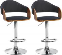 2er Set Barhocker Nilse Stoff chrom walnuss/schwarz 2er Set Barhocker Nilse Stoff chrom walnuss/schwarz