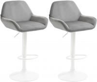 2er Set Barhocker Braga Samt weiß grau 2er Set Barhocker Braga Samt weiß grau