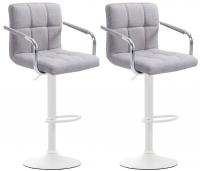 2er Set Barhocker Lucy V2 Stoff weiß grau 2er Set Barhocker Lucy V2 Stoff weiß grau