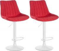 2er Set Barhocker Toni Stoff weiß rot 2er Set Barhocker Toni Stoff weiß rot