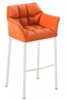 Barhocker Damaso mit 4-Fuß Gestell weiß orange