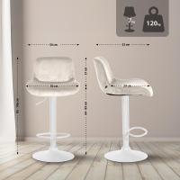 2er Set Barhocker Solon Weiß Samt creme 2er Set Barhocker Solon Weiß Samt creme