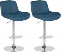 2er Set Barhocker Solon Chrom Stoff blau 2er Set Barhocker Solon Chrom Stoff blau