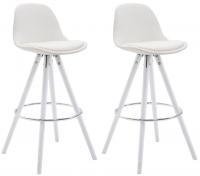 2er Set Barhocker Franklin vollgepolstert Kunstleder rund weiß (eiche) weiß